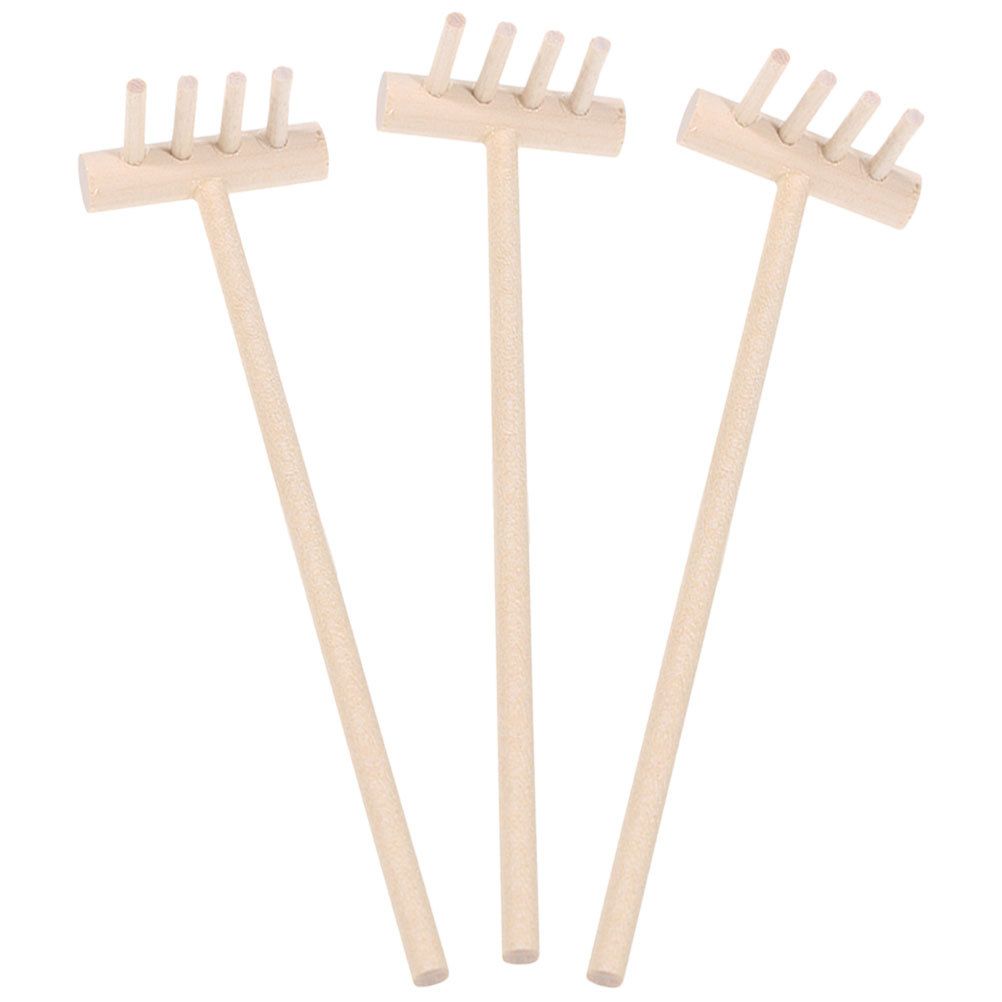 Zen Gardening Tools - Zestaw 3 mini grabli bambusowych do