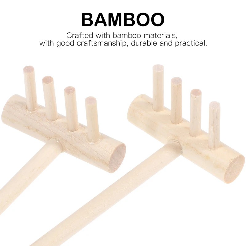 Zen Gardening Tools - 6-częściowy zestaw mini grabli bambusowych do