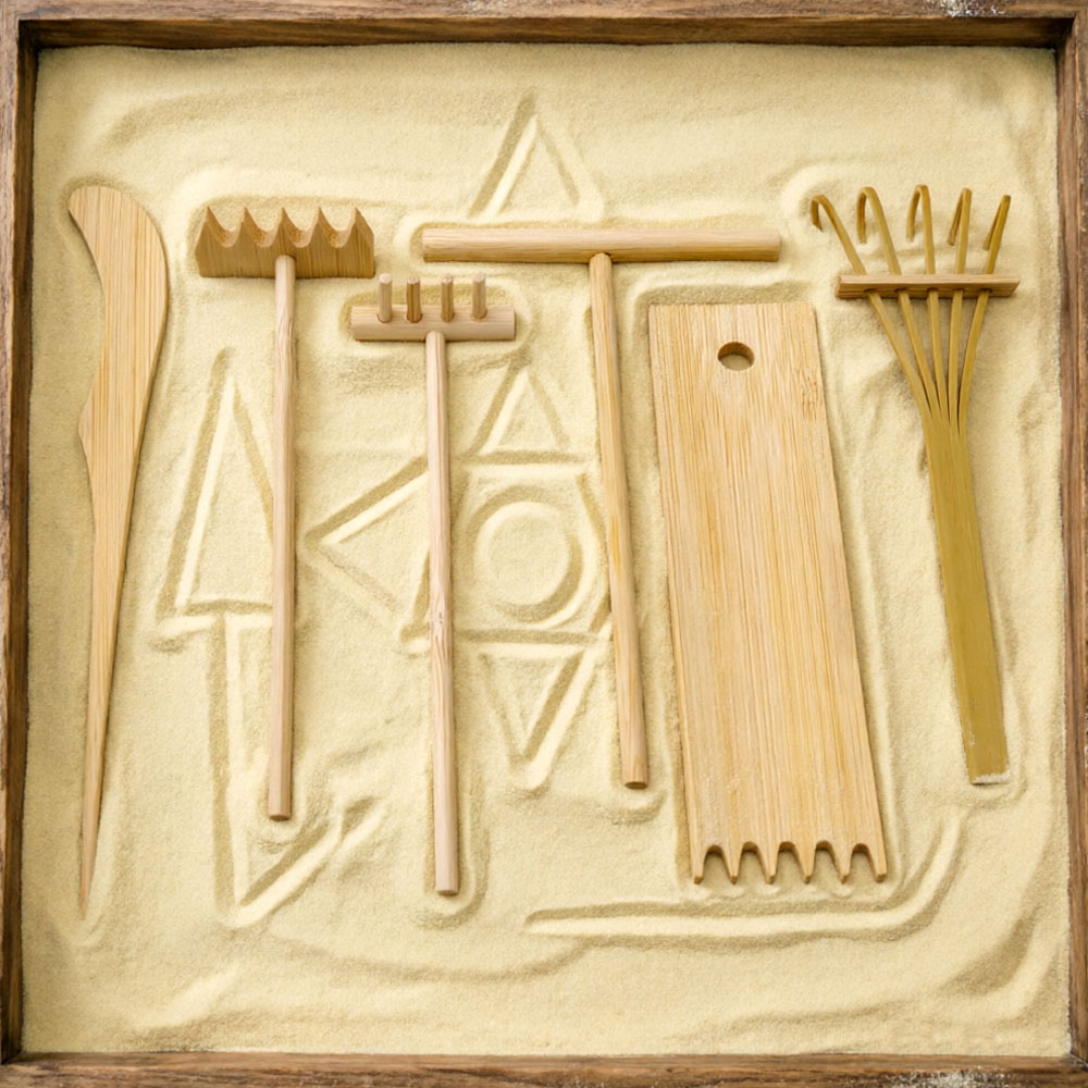 Zen Gardening Tools - Zestaw 6 szt. bambusowych grabli do